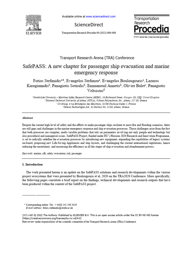 SafePASS: Enhancing Passenger Ship Evacuations | PDF | Emergency ...