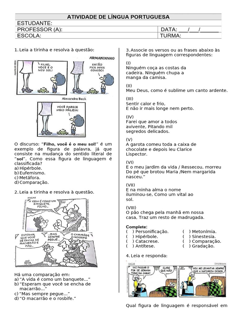 Figuras de Linguagem em Tirinhas e Poemas | PDF | Metáfora