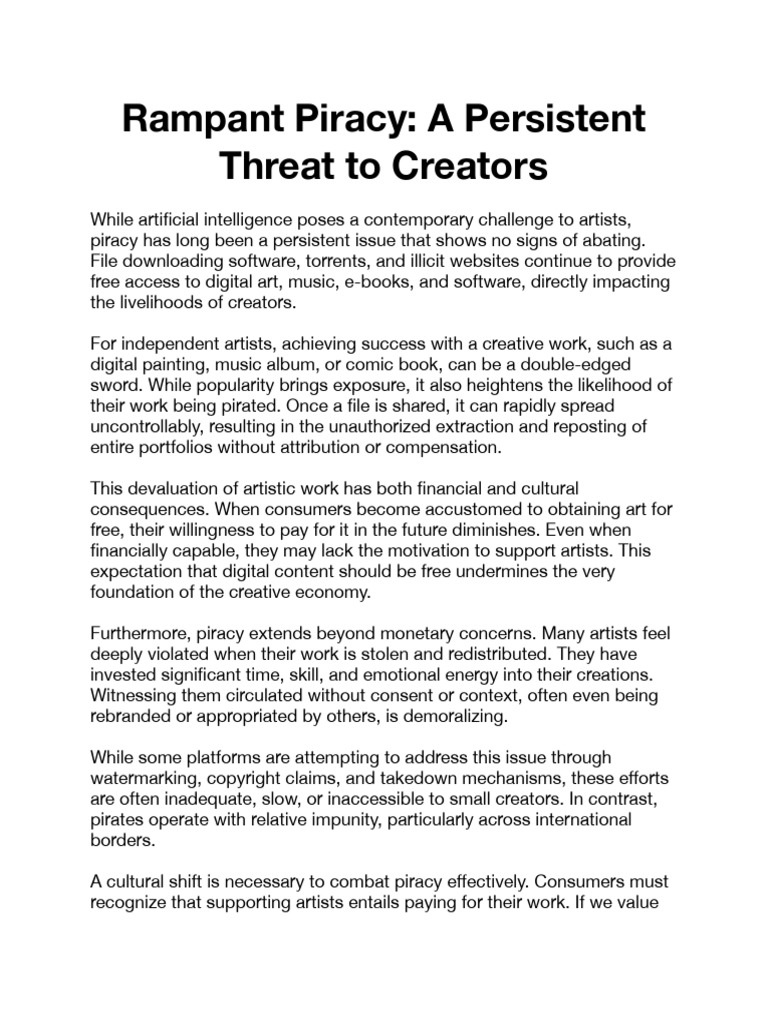 Rampant Piracy - A Persistent Threat To Creators | PDF | Copyright ...