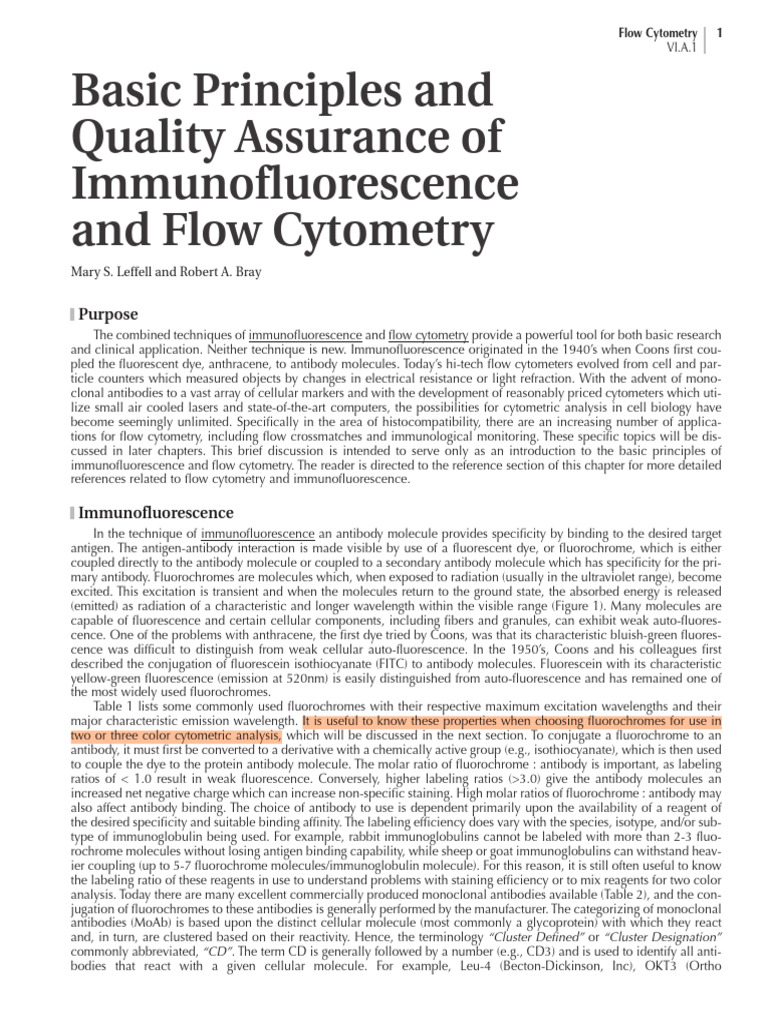 Immunofluorescence & Flow Cytometry Basics | PDF | Flow Cytometry ...
