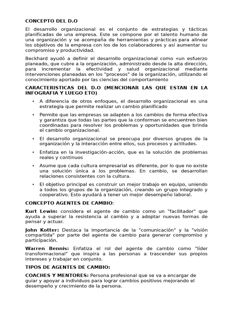 Desarrollo Organizacional y Agentes de Cambio | PDF | Cultura ...