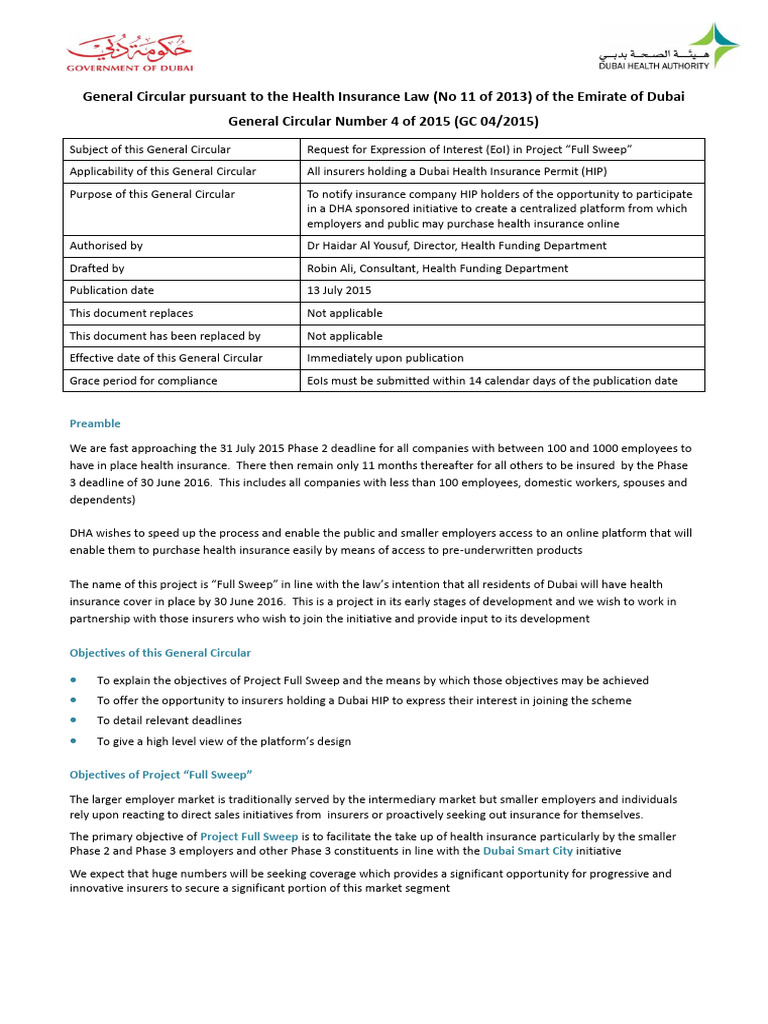 GC 04-2015 Online Health Insurance - Project Full Sweep EoI | PDF ...