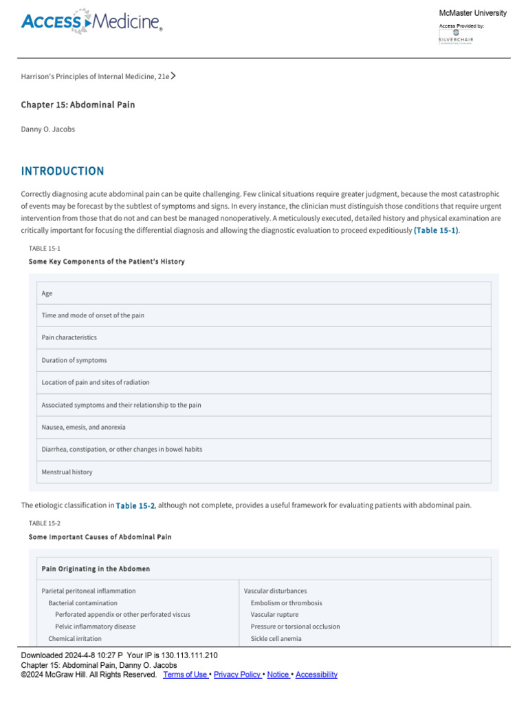 Diagnosing Acute Abdominal Pain | PDF | Peritoneum | Abdomen