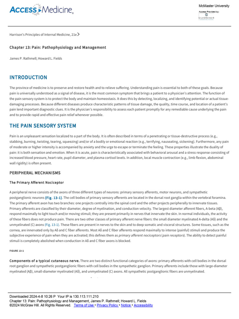 Pain Pathophysiology and Management | PDF | Nonsteroidal Anti ...