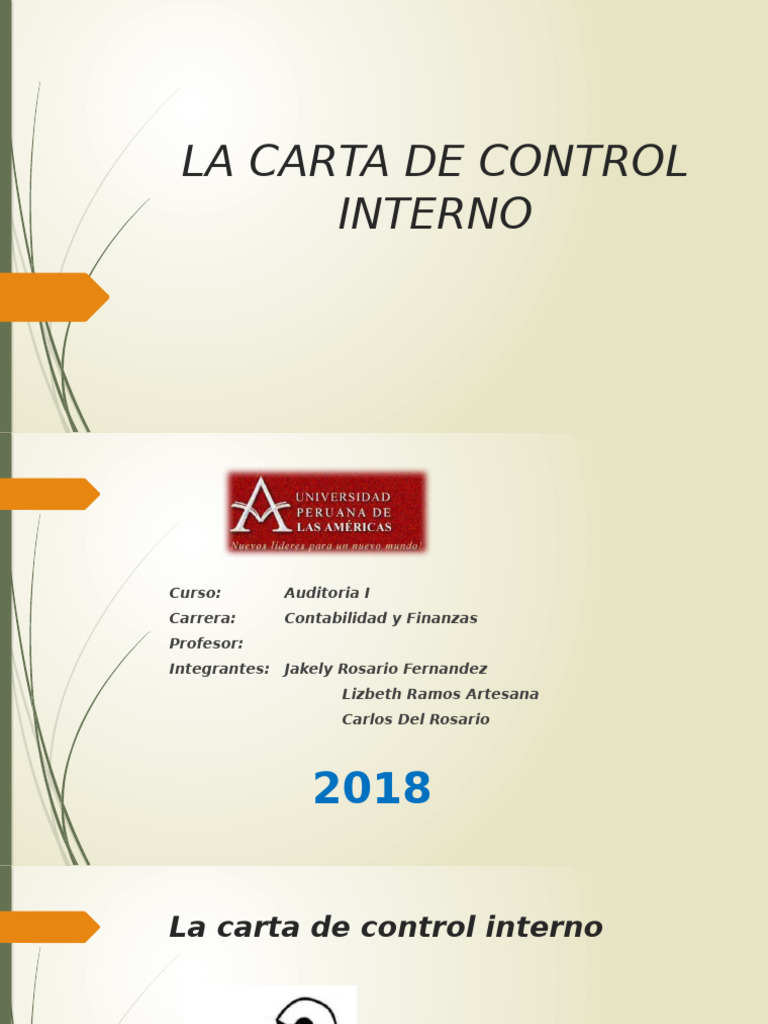 Carta de Control Interno en Auditoría | PDF | Auditoría | Contralor