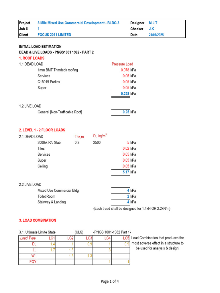8 Mile Mixed Use Development Load Estimation | PDF | Civil Engineering ...