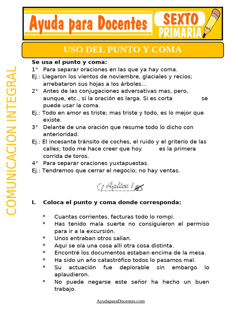 Uso del punto y coma en oraciones | PDF