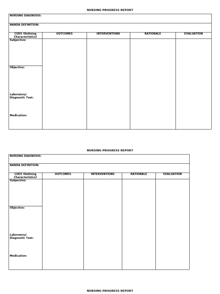 Nursing Progress Report Template | PDF