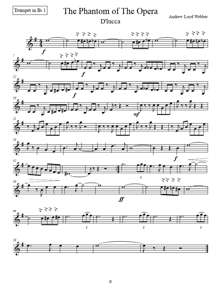 The Phantom of The Opera - Trumpet in BB 1 | PDF