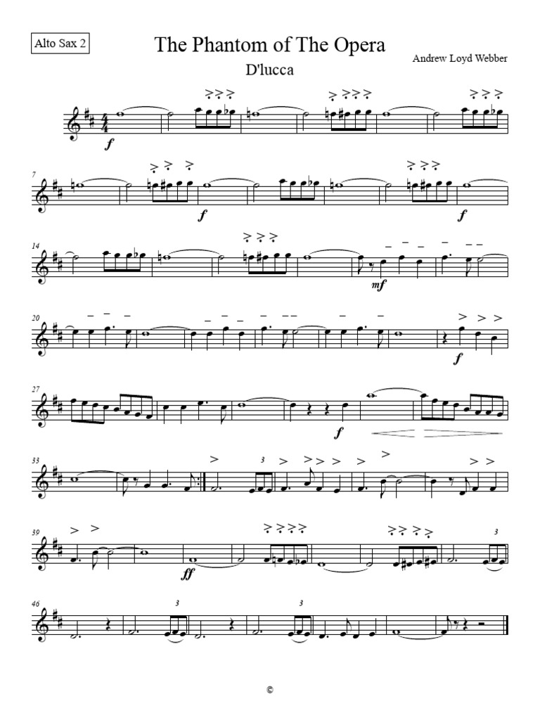 The Phantom of The Opera - Alto Sax 2 | PDF