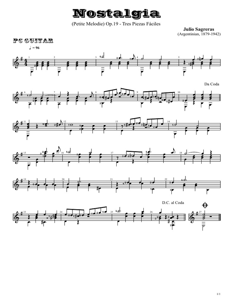 Nostalgia for Guitar: Sagreras Op.19 | PDF