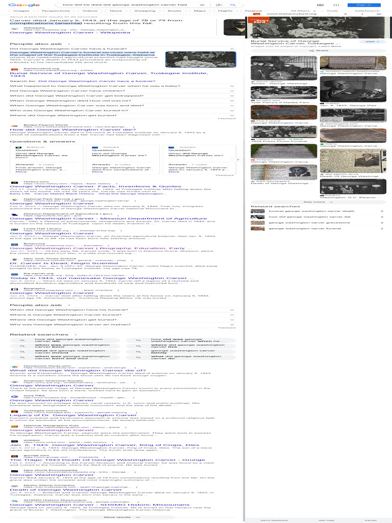 How Did He Died Did George Washington Carver Had - Google Search | PDF