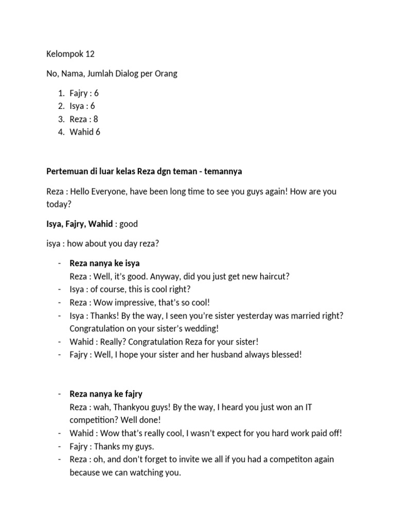 Dialogue Summary of Group 12 Meeting | PDF