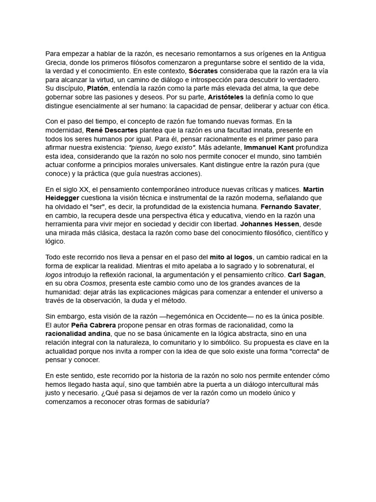 Razon | PDF | Razón | Pensamiento