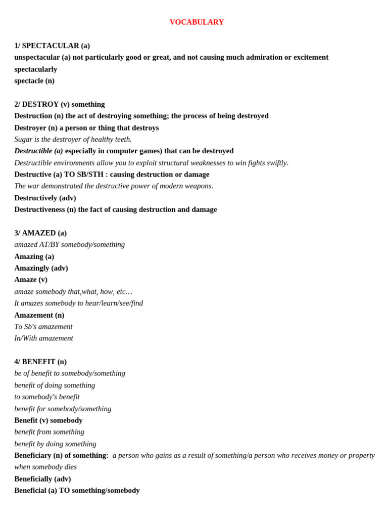 Vocabulary and Word Formation Guide | PDF | Thunder | Scientific Method
