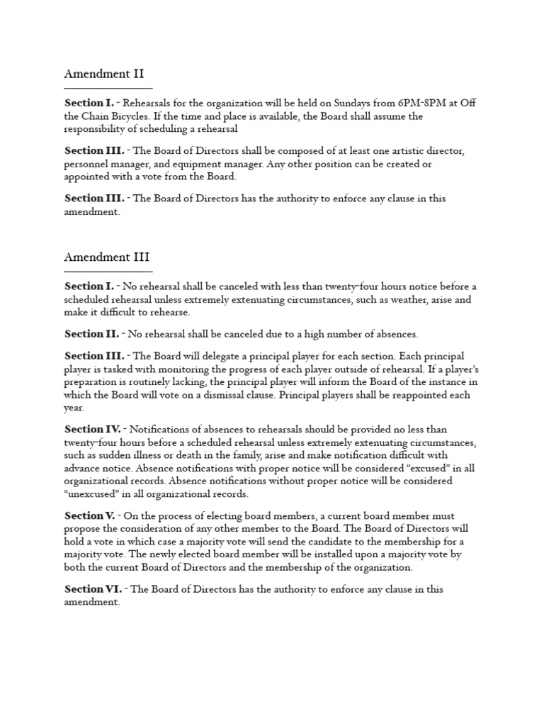Rehearsal and Board Guidelines Amendment | PDF | Board Of Directors ...