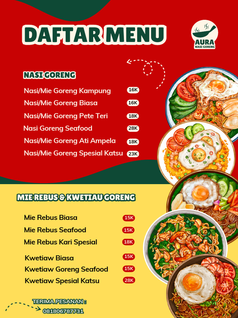 Hijau Dan Krem Ilustrasi Nasi Goreng Menu | PDF