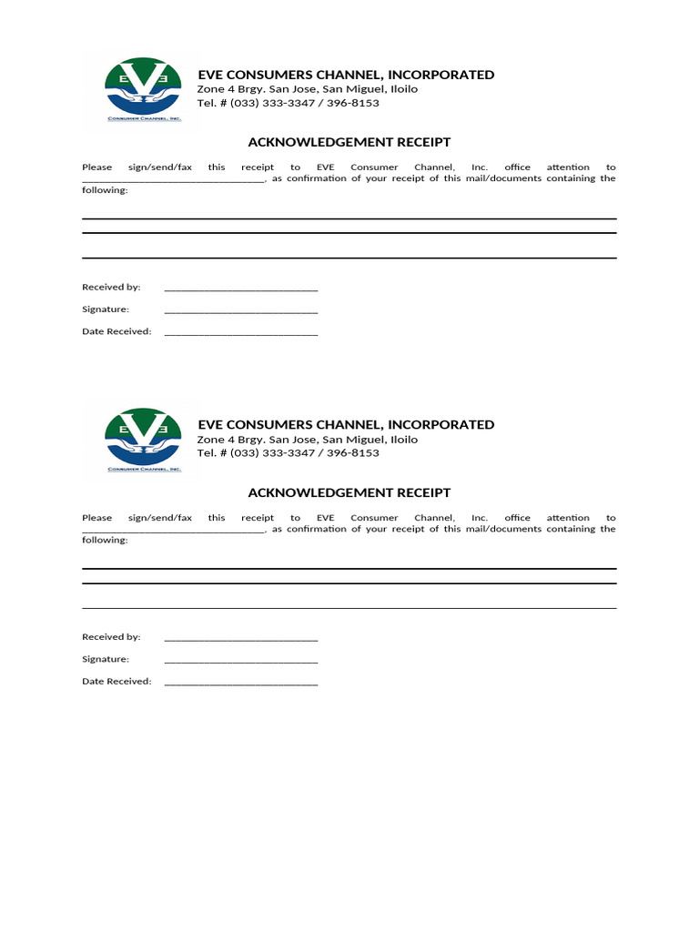 Acknowledgement Receipt Format | PDF