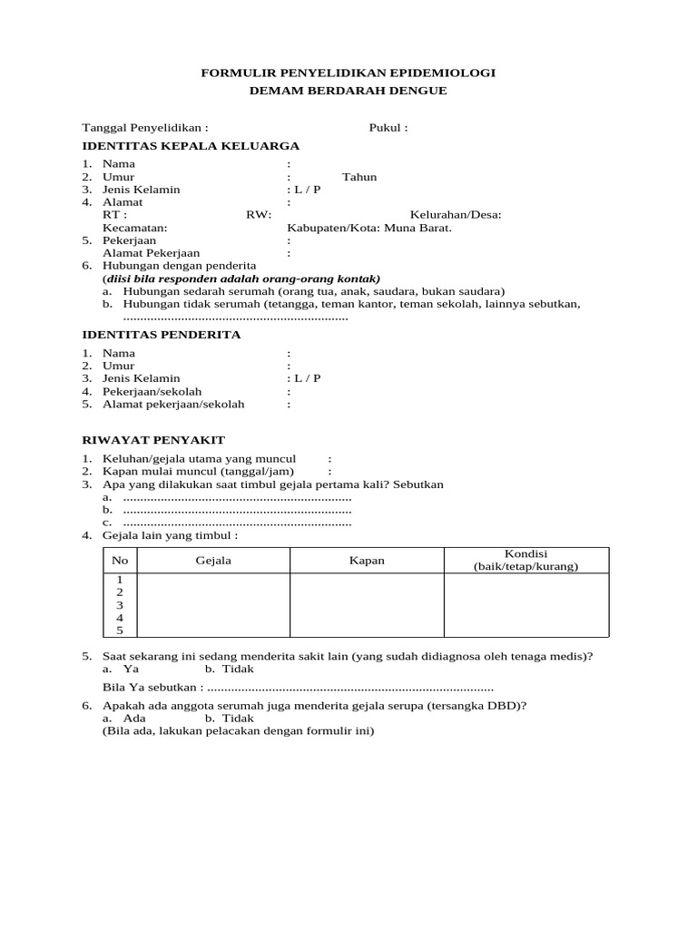 Formulir Penyelidikan DBD | PDF