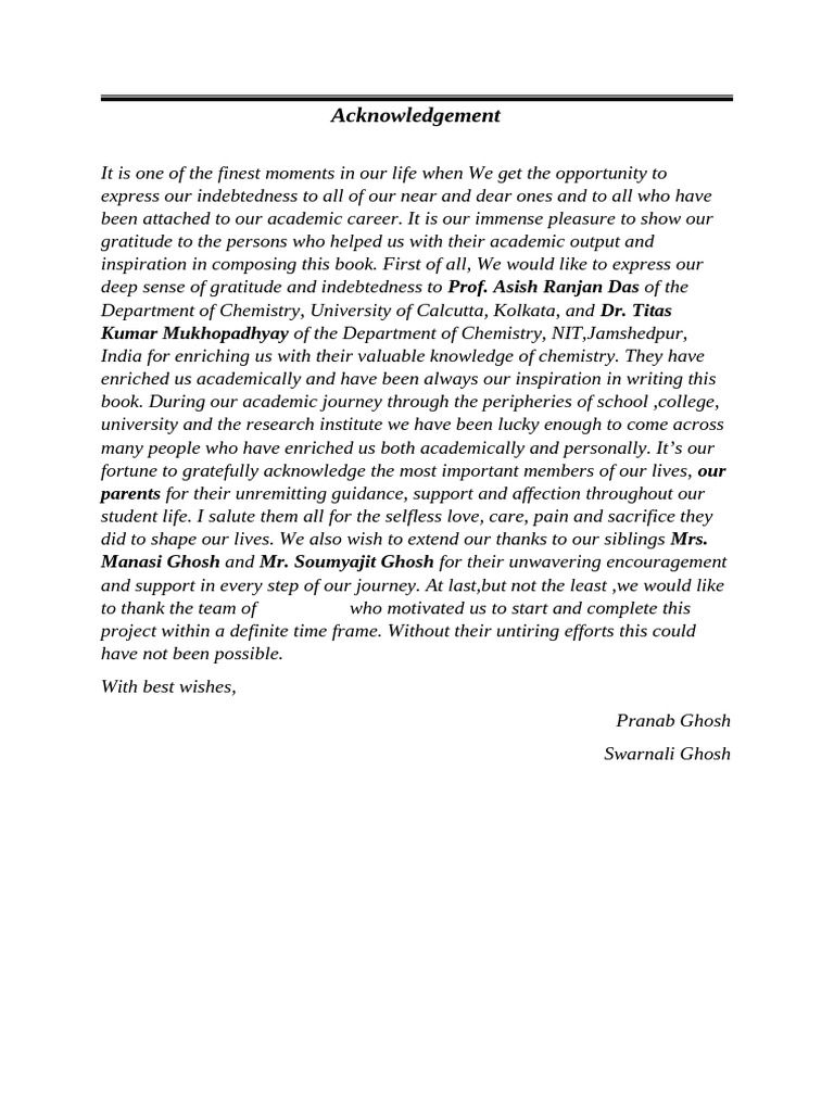 Acknowledgements for Academic Support | PDF