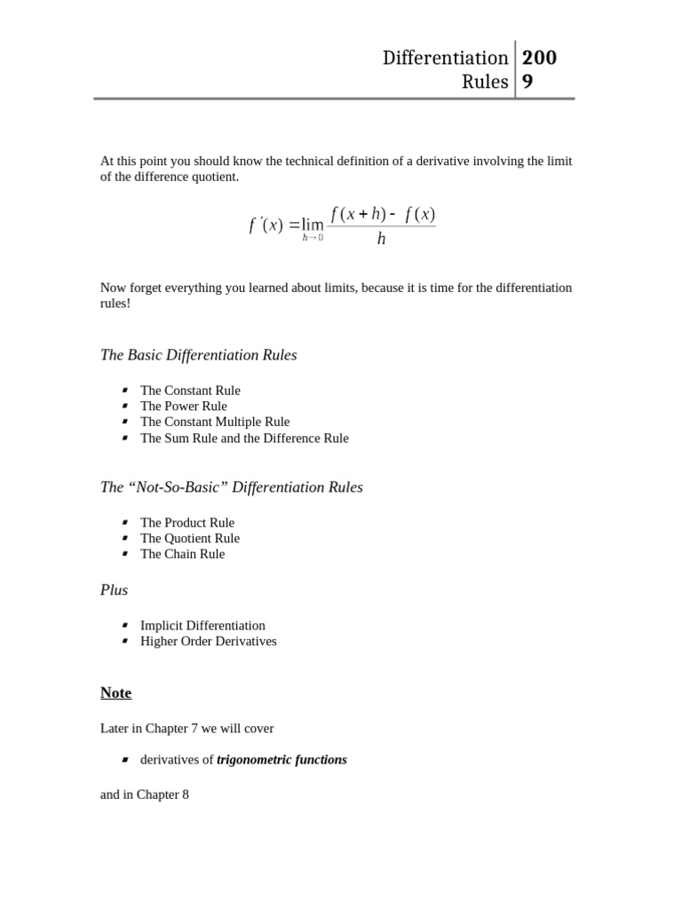 Differentiation Rules | PDF