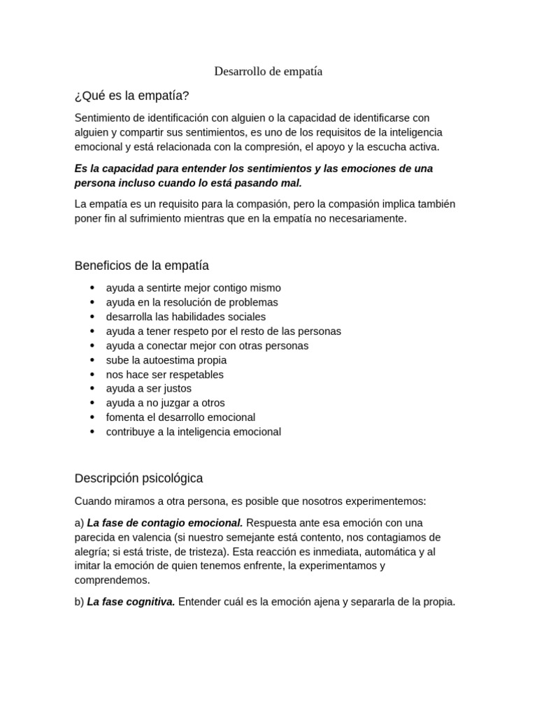 Desarrollo de Empatía | PDF | Empatía | Las emociones