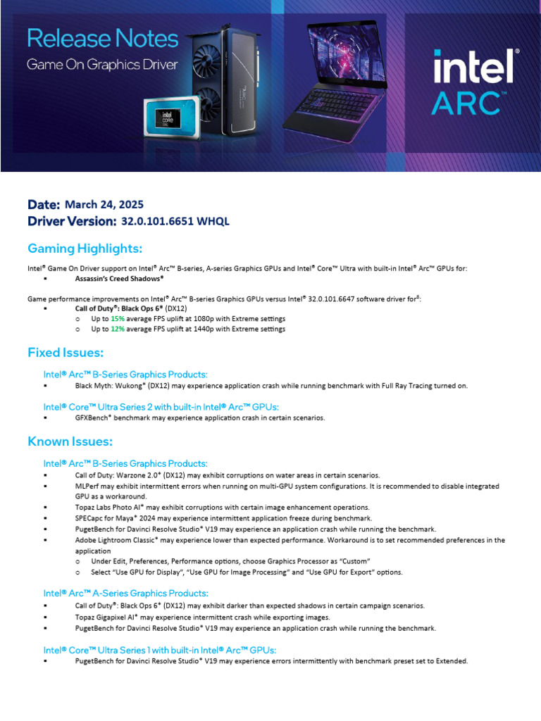 Intel Arc & Iris Xe Graphics v32.0.101.6651 | PDF | Graphics Processing ...