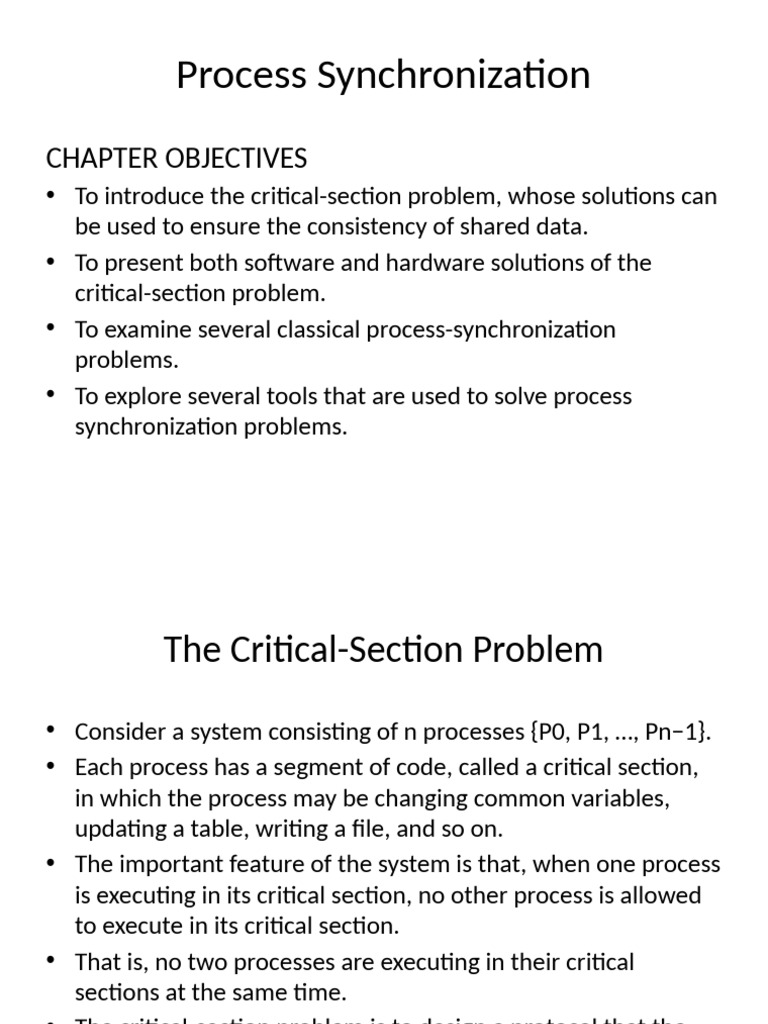 Process Synchronization in Operating Systems | PDF | Synchronization ...