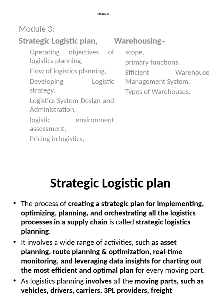 LSCM Module 3 | PDF | Warehouse | Logistics