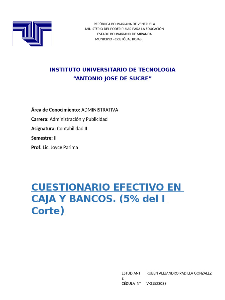 Control Interno en Efectivo y Bancos | PDF | Contabilidad | Bancos