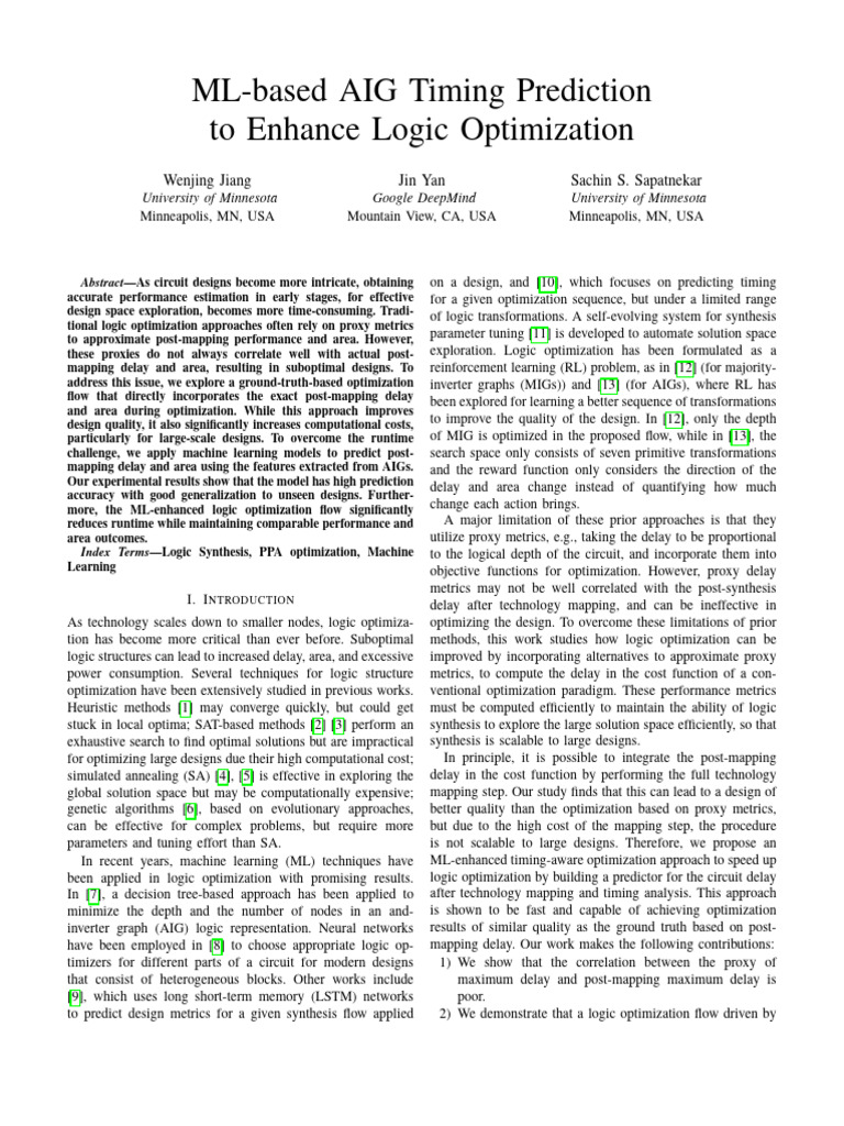 ML-based AIG Timing Prediction To Enhance Logic Optimization | PDF ...