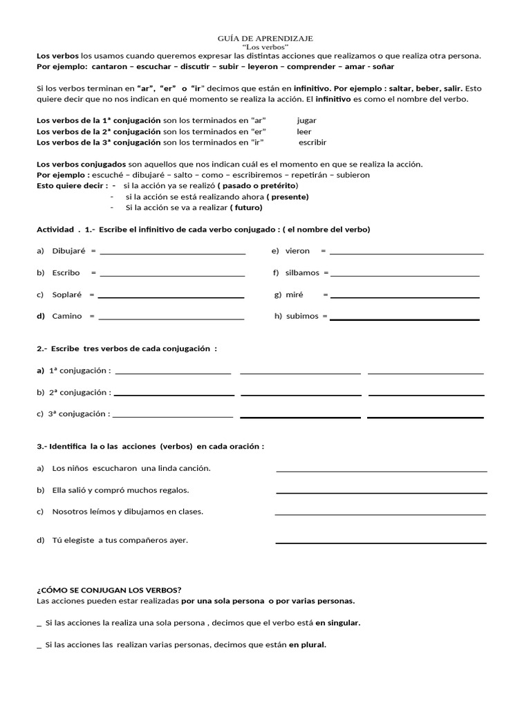Guía de Verbos: Conjugación y Uso | PDF | Verbo | Plural