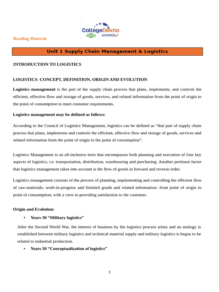 Understanding Logistics Management | PDF | Logistics | Supply Chain