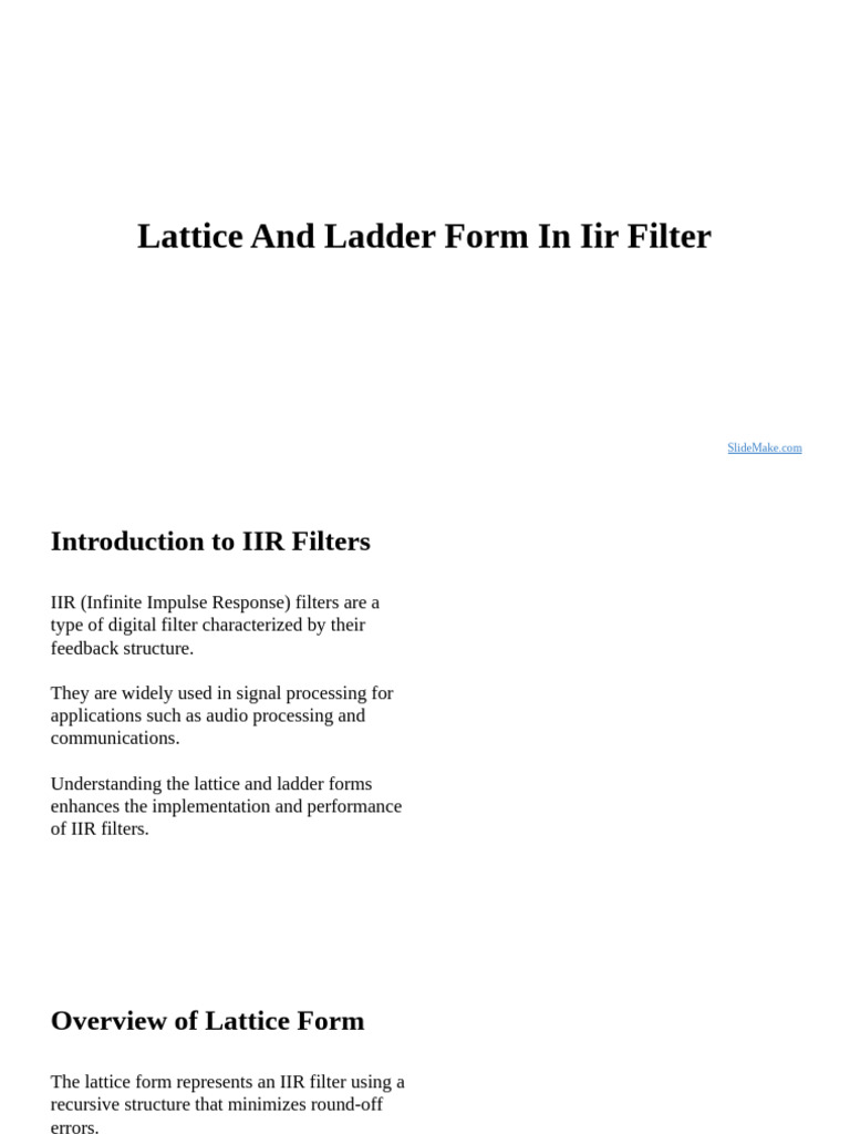 Lattice vs. Ladder IIR Filter Structures | PDF | Electrical Engineering ...