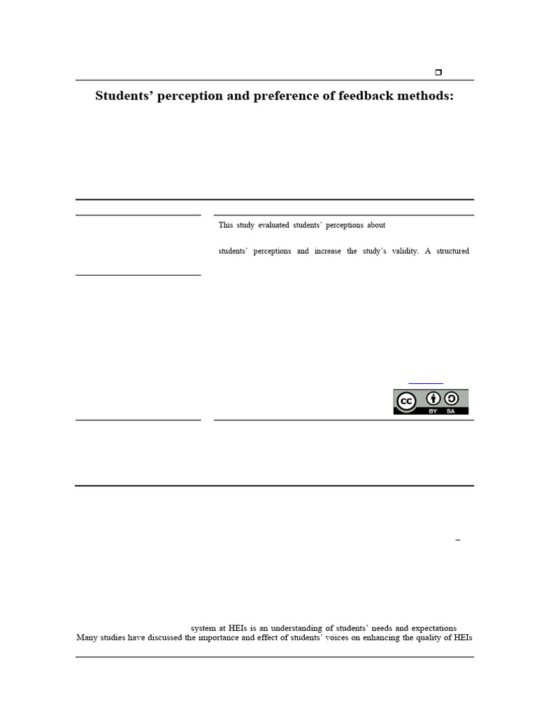 Student Feedback Methods in Higher Education | PDF | Sampling ...