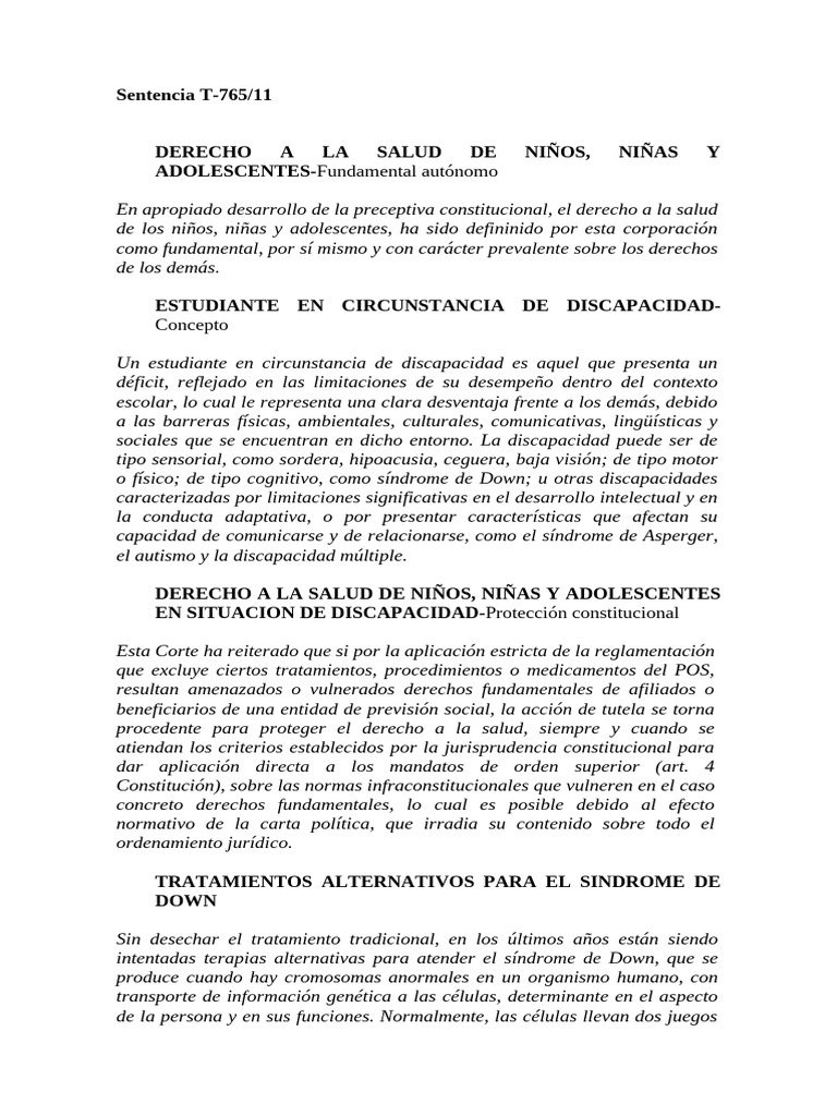 Derecho a la Salud de Niños con Discapacidad | PDF | Invalidez ...