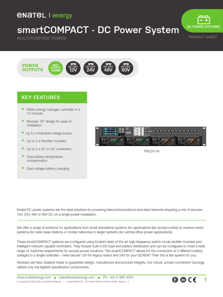 smartCOMPACT DC Power System Product Sheet - v1.0 | PDF | Direct ...