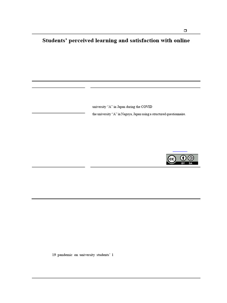 Student Satisfaction in Japan's Online Learning | PDF | Structural ...