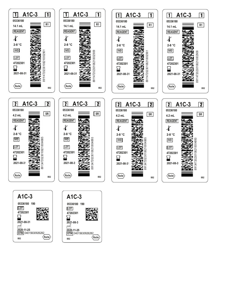 Roche A1C-3 Reagent Lot Information | PDF