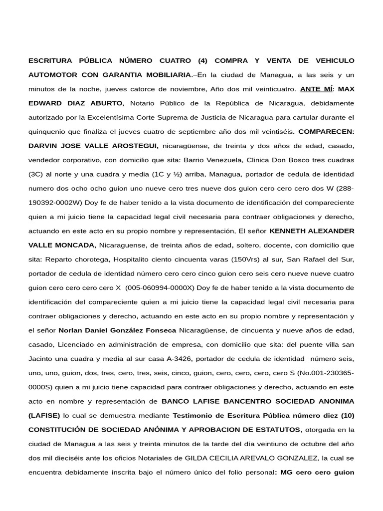 Compra y Venta de Vehiculo Con Garantia Mobiliaria | PDF