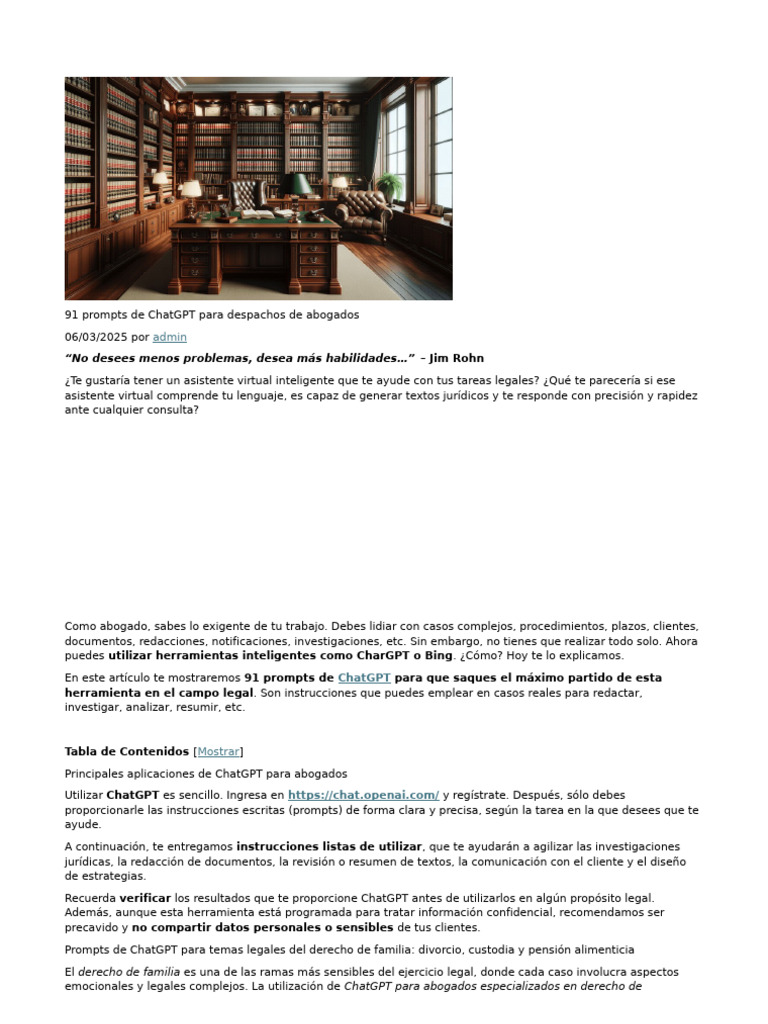 91 Prompts de ChatGPT para Abogados | PDF | Derecho laboral | Divorcio