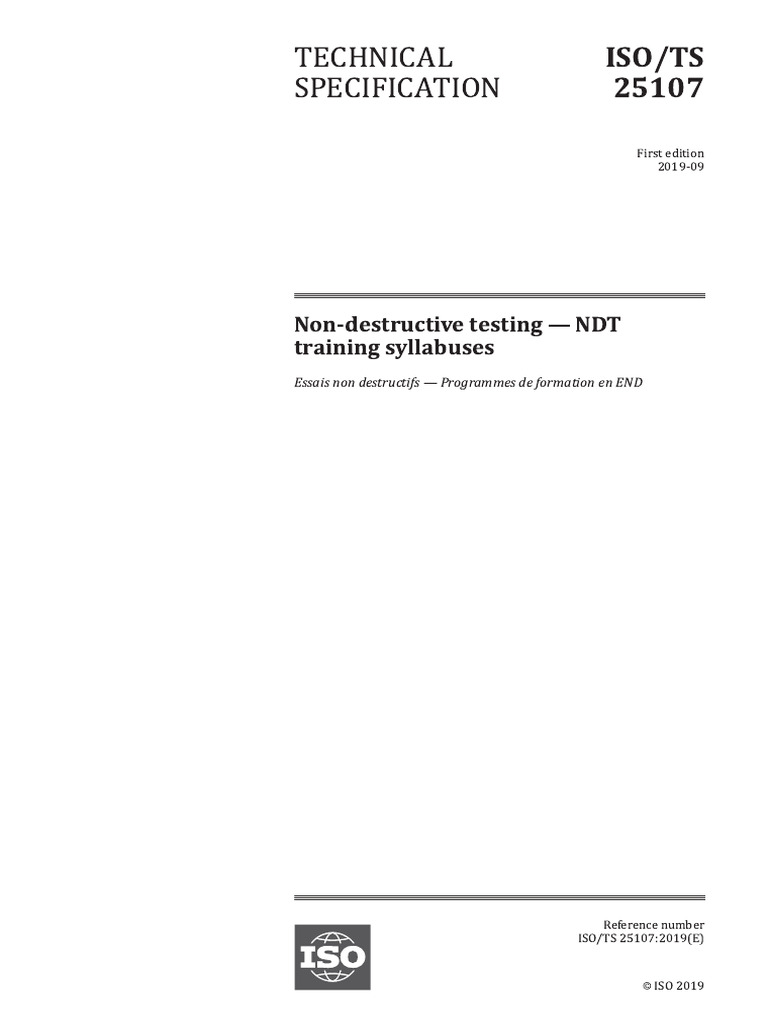 ISO TS 25107 Non-Destructive Testing - NDT | PDF | International ...