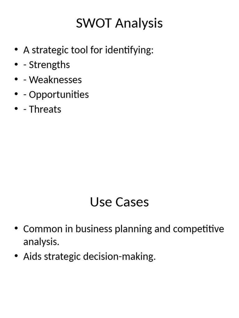 SWOT Analysis for Strategic Planning | PDF