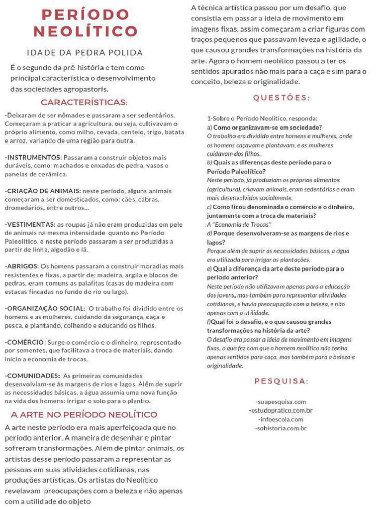 Resumo Período Neolítico | PDF