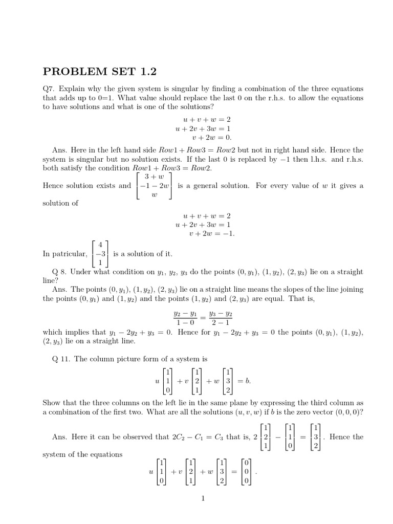 Singular Systems and Line Conditions | PDF | Geometry | Mathematics