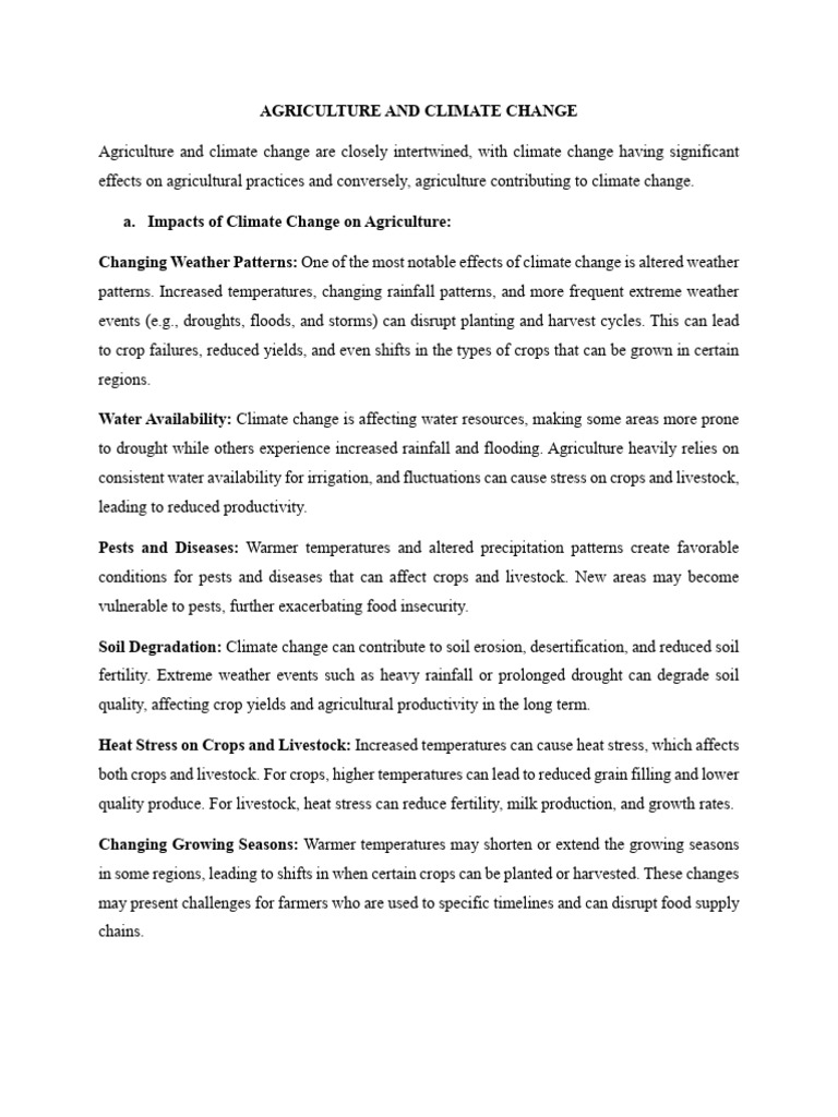 Climate Change's Impact on Agriculture | PDF | Agriculture | Climate Change