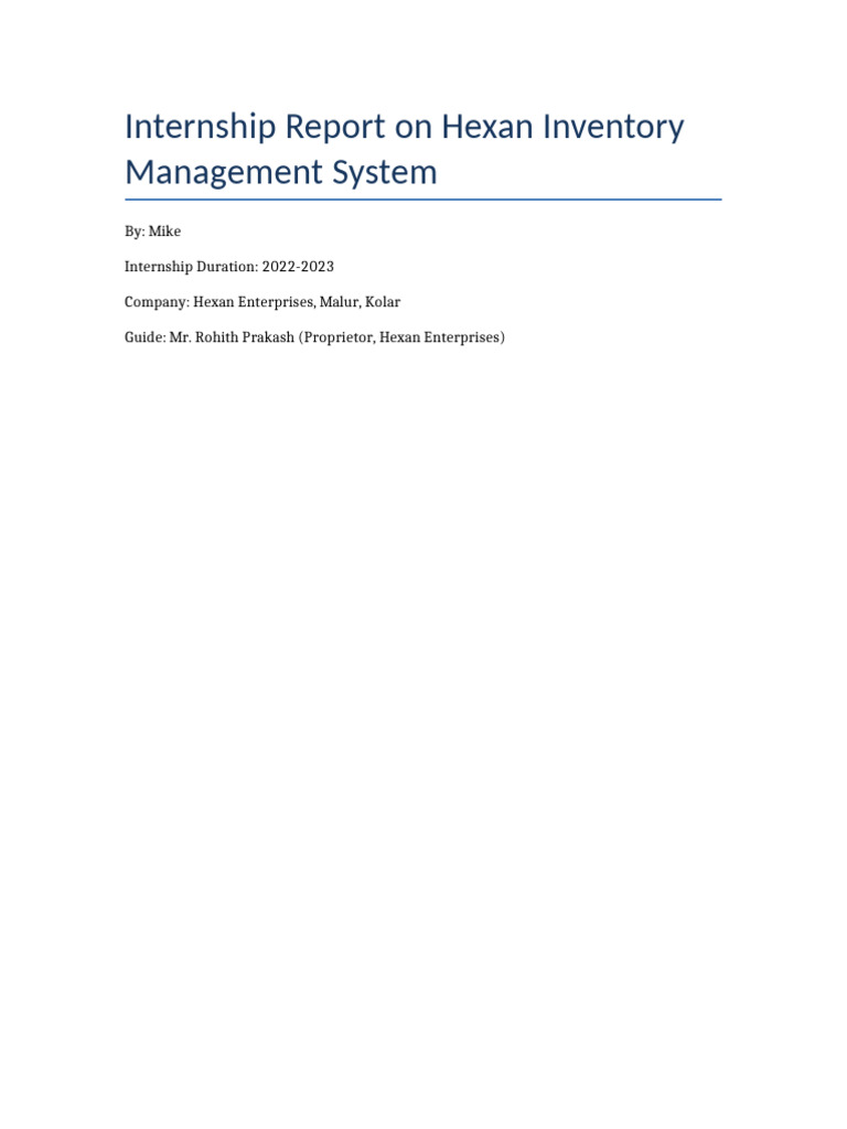 Hexan Inventory Management Report With Code | PDF | Databases | Inventory