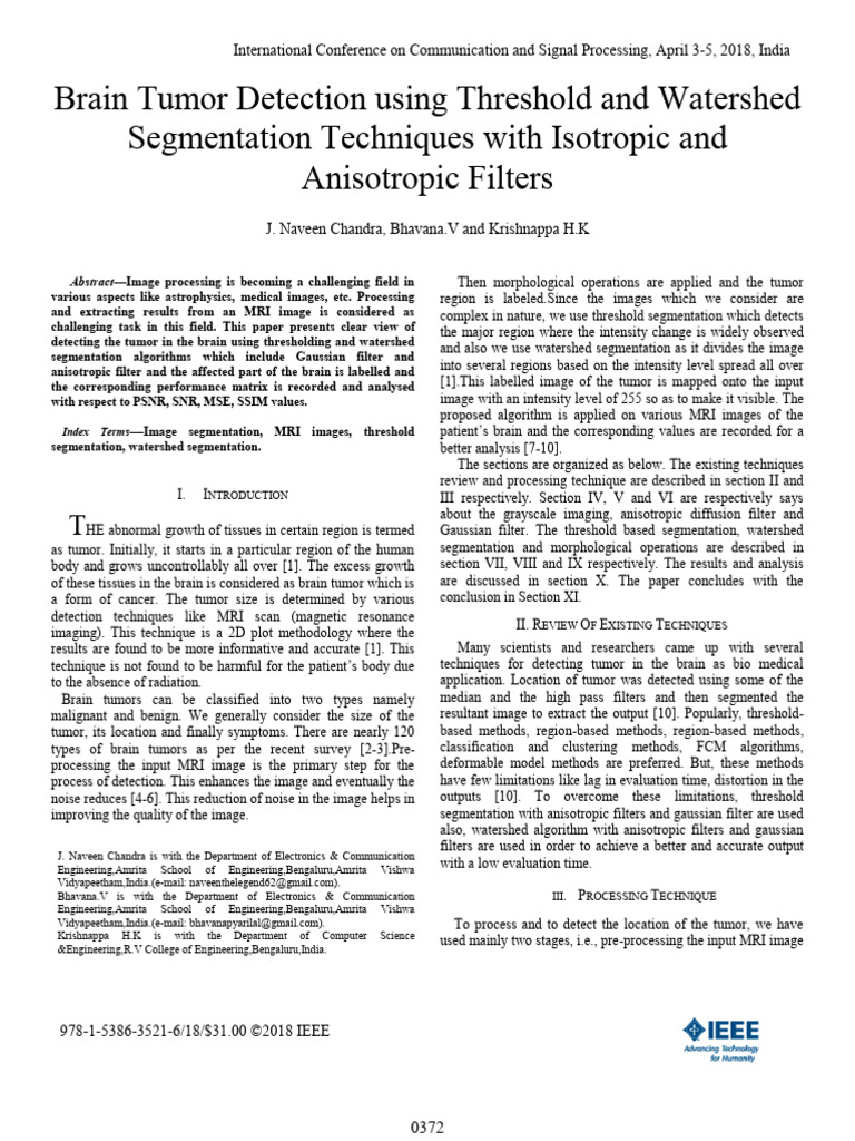 Brain Tumor Detection Techniques | PDF | Image Segmentation | Signal ...