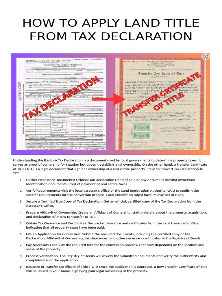 Converting Tax Declaration to Land Title | PDF