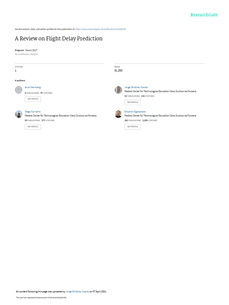 AReviewon Flight Delay Prediction | PDF | Machine Learning | Cluster ...